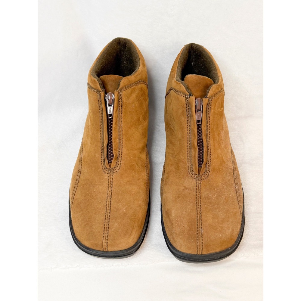 Easy Spirit Whipsee Suede Front Zip Ankle Booties‎ Brown Comfort Size 9M